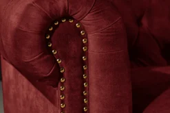 Barock Sofa CHESTERFIELD 205cm rot Samt Federkern Knopfheftung 3-Sitzer Couch