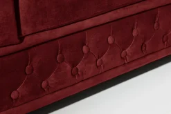Barock Sofa CHESTERFIELD 205cm rot Samt Federkern Knopfheftung 3-Sitzer Couch