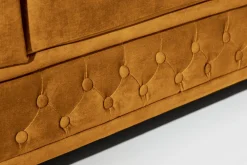 Barock Sofa CHESTERFIELD 205cm senfgelb Samt Federkern Knopfheftung 3-Sitzer Couch