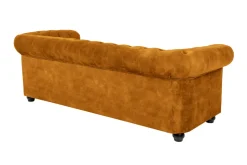 Barock Sofa CHESTERFIELD 205cm senfgelb Samt Federkern Knopfheftung 3-Sitzer Couch