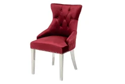 Barock Stuhl CASTLE DELUXE rot Samt Löwenkopf Chesterfield Design Esszimmerstuhl Nieten