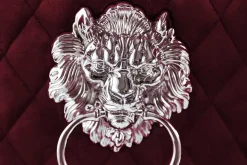 Barock Stuhl CASTLE DELUXE rot Samt Löwenkopf Chesterfield Design Esszimmerstuhl Nieten