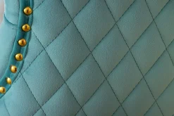 Barock Stuhl CASTLE DELUXE blau Samt gold Edelstahl mit Löwenkopf Chesterfield