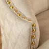 Barock Stuhl CASTLE DELUXE beige Samt gold Edelstahl mit Löwenkopf Ziernieten