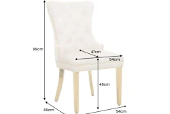 Barock Stuhl CASTLE DELUXE beige Samt gold Edelstahl mit Löwenkopf Ziernieten