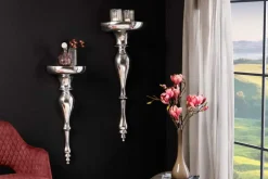 Barocke Wandkonsole SCALA 60cm silber Aluminium Wandregal