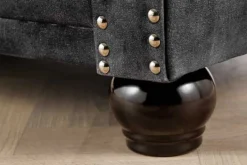 Barocker Sessel CHESTERFIELD grau Samt Federkern mit Knopfheftung