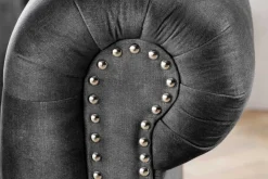 Barocker Sessel CHESTERFIELD grau Samt Federkern mit Knopfheftung