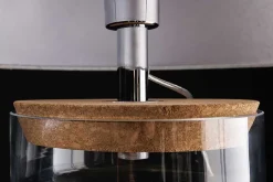 Befüllbare Tischlampe CLASSICO 75cm weiß transparent Glas mit Leinenschirm