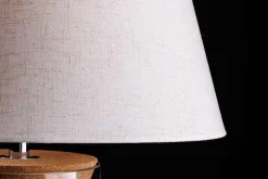Befüllbare Tischlampe CLASSICO 75cm weiß transparent Glas mit Leinenschirm