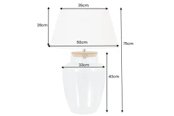 Befüllbare Tischlampe CLASSICO 75cm weiß transparent Glas mit Leinenschirm