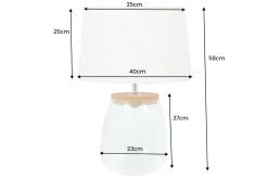 Befüllbare Tischlampe CLASSICO 60cm weiß transparent Glas mit Leinenschirm