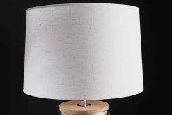 Befüllbare Tischlampe CLASSICO 60cm weiß transparent Glas mit Leinenschirm