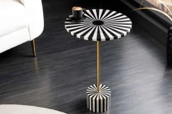Beistelltisch HARMONY NATURE 55cm schwarz weiß Mosaik rund Kunsthandwerk