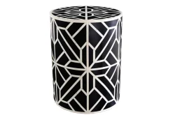Beistelltisch HARMONY NATURE 45cm rund schwarz weiß Mosaik Kunsthandwerk