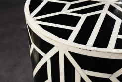 Beistelltisch HARMONY NATURE 45cm rund schwarz weiß Mosaik Kunsthandwerk