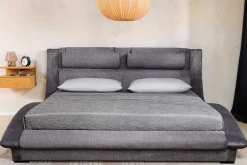 Bett SWING 180x200cm grau Vogue Seiden Samtstoff