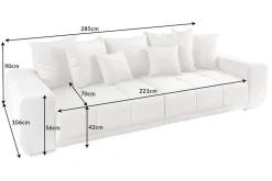 Big Sofa ELEGANCIA 285cm champagner beige Vogue Velours Samt inkl. Kissen Federkern