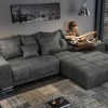 Big Sofa ELEGANCIA 285cm grau Microfaser XXL Couch inkl. Kissen Federkern