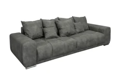 Big Sofa ELEGANCIA 285cm grau Microfaser XXL Couch inkl. Kissen Federkern
