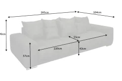Big Sofa ELEGANCIA 285cm grau Microfaser XXL Couch inkl. Kissen Federkern