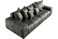 Big Sofa ELEGANCIA 285cm moosgrün Microfaser XXL Couch inkl. Kissen Federkern