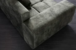 Big Sofa ELEGANCIA 285cm moosgrün Microfaser XXL Couch inkl. Kissen Federkern