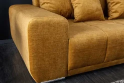Big Sofa ELEGANCIA 285cm senfgelb Vogue Velours Samt XXL Couch inkl. Kissen Federkern