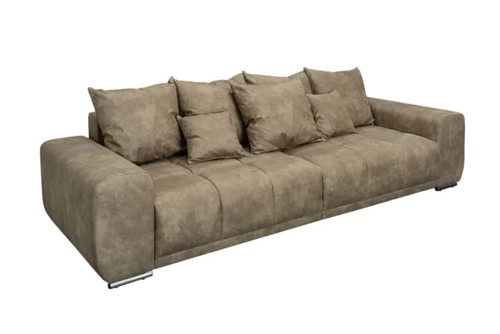 Big Sofa ELEGANCIA 285cm taupe Microfaser XXL Couch inkl. Kissen Federkern