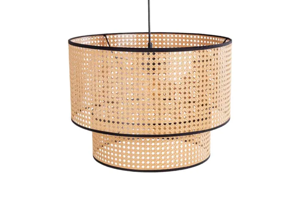 Boho Hängelampe VIENNA 45cm natur schwarz Wiener Geflecht Leuchte