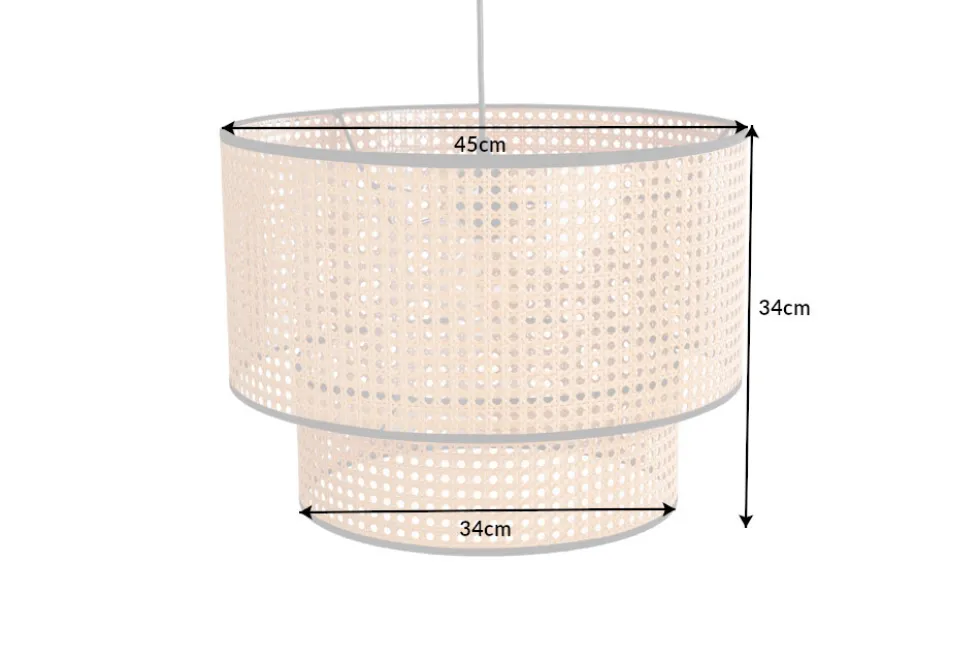 Boho Hängelampe VIENNA 45cm natur schwarz Wiener Geflecht Leuchte