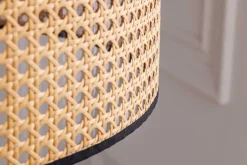 Boho Stehlampe VIENNA 142cm natur schwarz Wiener Geflecht Metall Dreifuß Stehleuchte