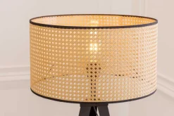 Boho Stehlampe VIENNA 142cm natur schwarz Wiener Geflecht Metall Dreifuß Stehleuchte