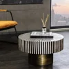 Bone Inlay Couchtisch HARMONY NATURE 60cm rund schwarz weiß gold Intarsien Kunsthandwerk