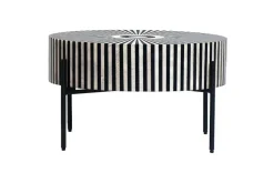 Bone Inlay Couchtisch HARMONY NATURE 65cm schwarz weiß Intarsien Kunsthandwerk