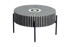 Bone Inlay Couchtisch HARMONY NATURE 65cm schwarz weiß Intarsien Kunsthandwerk