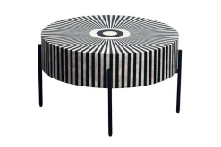 Bone Inlay Couchtisch HARMONY NATURE 65cm schwarz weiß Intarsien Kunsthandwerk