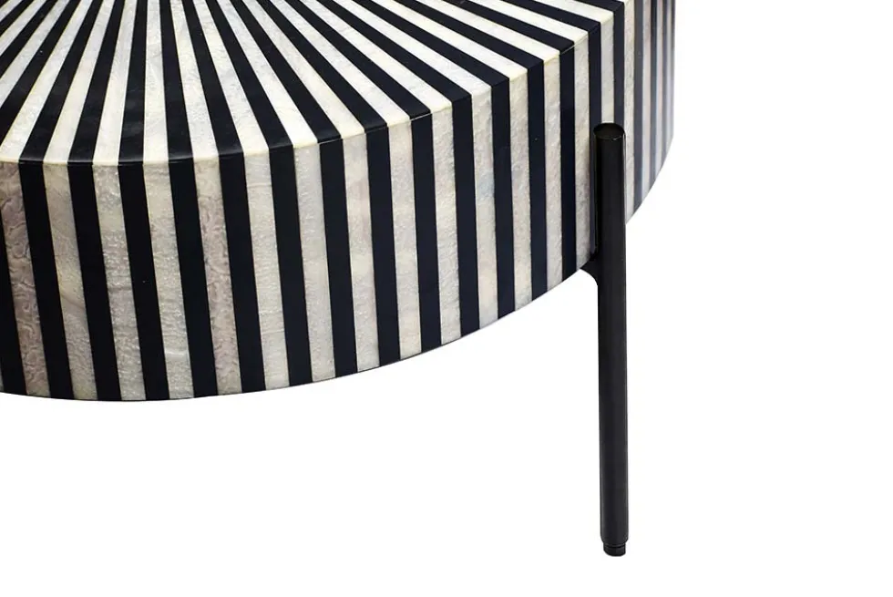 Bone Inlay Couchtisch HARMONY NATURE 65cm schwarz weiß Intarsien Kunsthandwerk