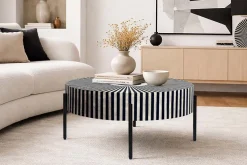 Bone Inlay Couchtisch HARMONY NATURE 65cm schwarz weiß Intarsien Kunsthandwerk
