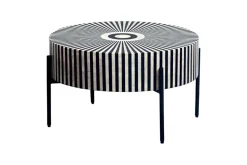 Bone Inlay Couchtisch HARMONY NATURE 65cm schwarz weiß Intarsien Kunsthandwerk