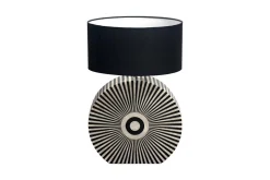 Bone Inlay Tischlampe HARMONY NATURE 65cm schwarz weiß Intarsien Kunsthandwerk