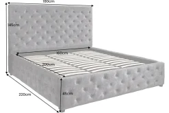 Boxbett PARIS 160x200cm grau Samt mit Stauraum und Lattenrost