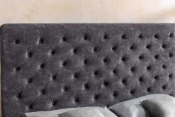 Boxbett PARIS 160x200cm grau Samt mit Stauraum und Lattenrost
