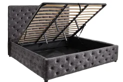 Boxbett PARIS 160x200cm grau Samt mit Stauraum und Lattenrost
