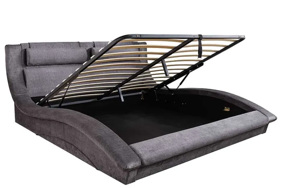 Boxbett SWING 180x200cm grau Vogue Seiden Samtstoff inkl. Stauraum und Lattenrost