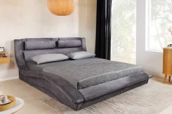 Boxbett SWING 180x200cm grau Vogue Seiden Samtstoff inkl. Stauraum und Lattenrost