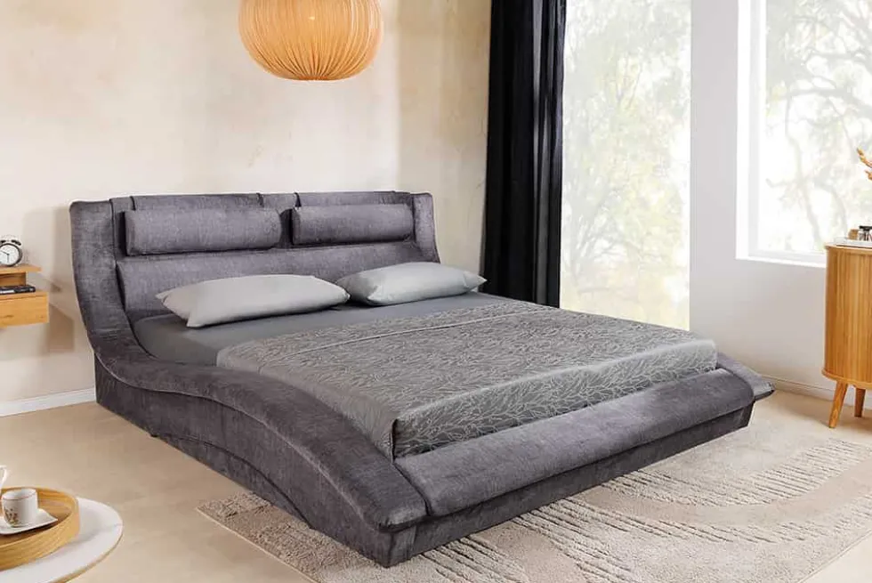 Boxbett SWING 180x200cm grau Vogue Seiden Samtstoff inkl. Stauraum und Lattenrost