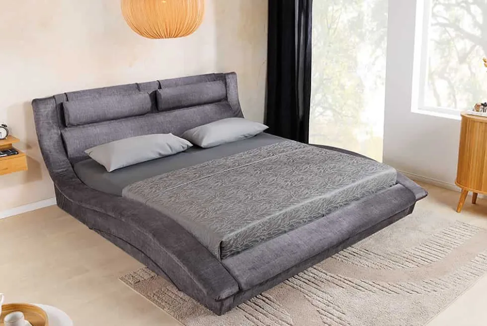 Boxbett SWING 180x200cm grau Vogue Seiden Samtstoff inkl. Stauraum und Lattenrost