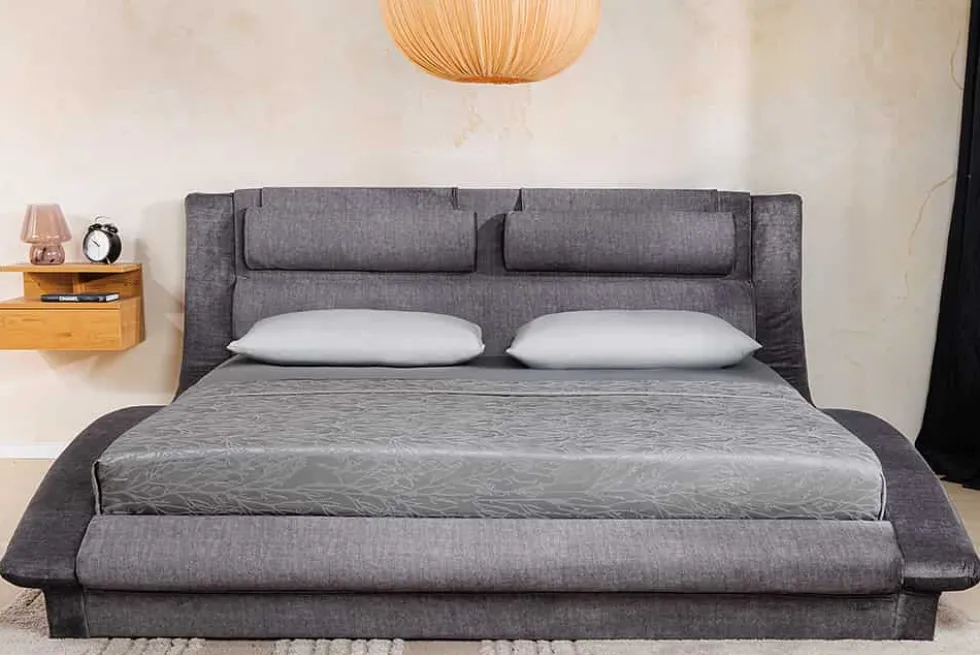 Boxbett SWING 180x200cm grau Vogue Seiden Samtstoff inkl. Stauraum und Lattenrost