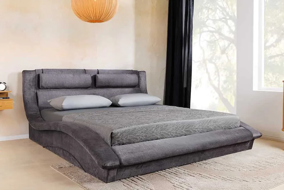 Boxbett SWING 180x200cm grau Vogue Seiden Samtstoff inkl. Stauraum und Lattenrost